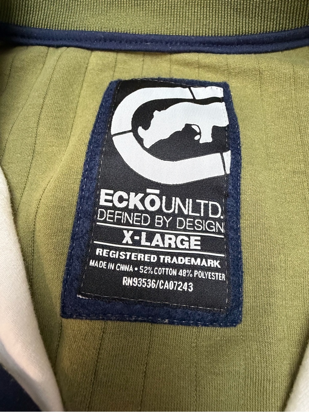 Ecko Unlimited Olive Green & White Zip-Front Track Jacket - Picture 3 of 8